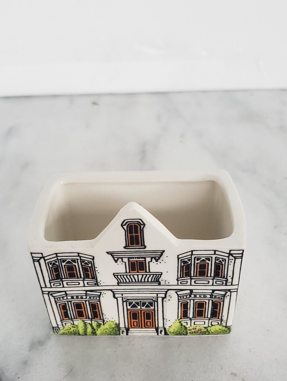 Vintage 1979 Enesco Japan Porcelain Victorian House Planter Vase Cottage Design